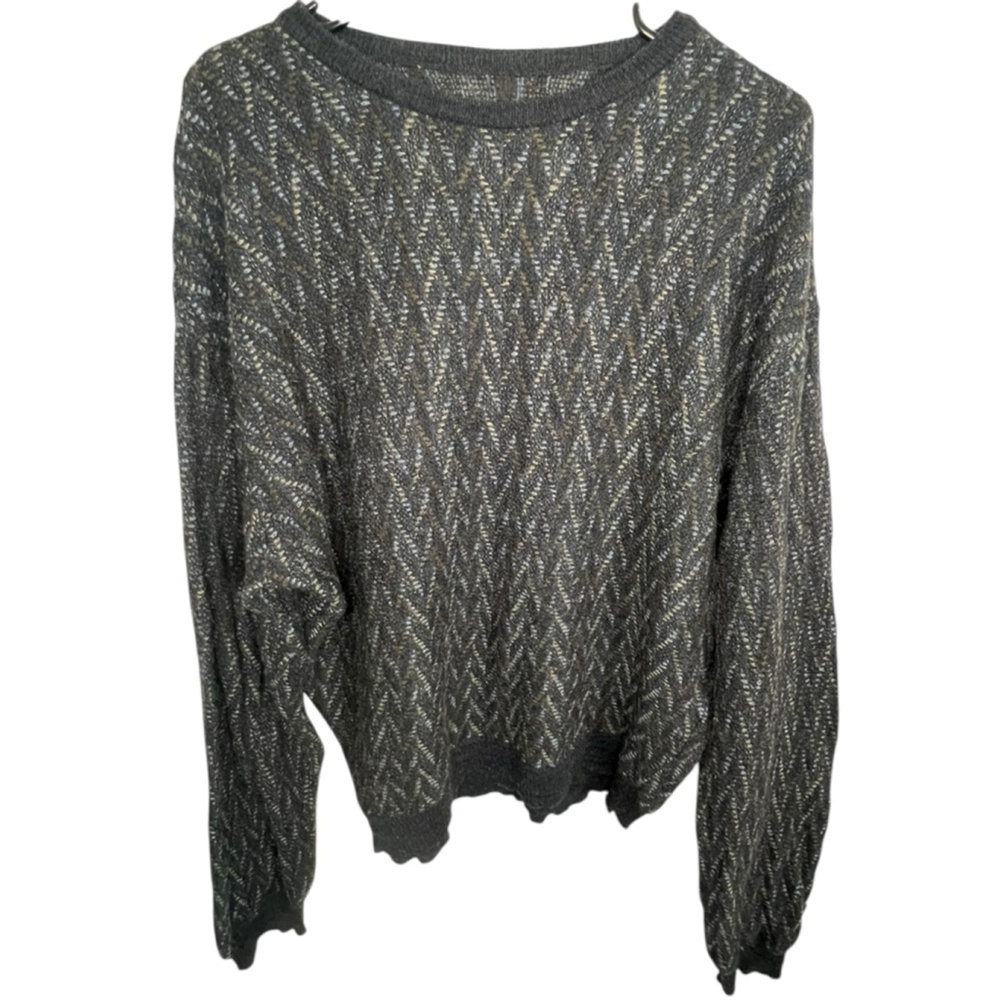 Unbranded Mens Slouchy Chevron Patterned Knit Pullover Sweater